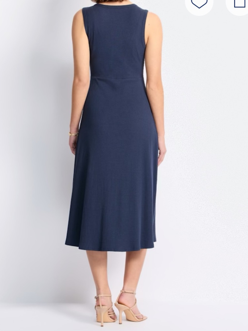 NWT Sugarlips Sugar Crew Navy Ribbed Sleeveless A-Line Midi Dress. XL. - Picture 3 of 4